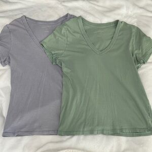Universal Thread Short Sleeve V-Neck Tees - Green and Purple